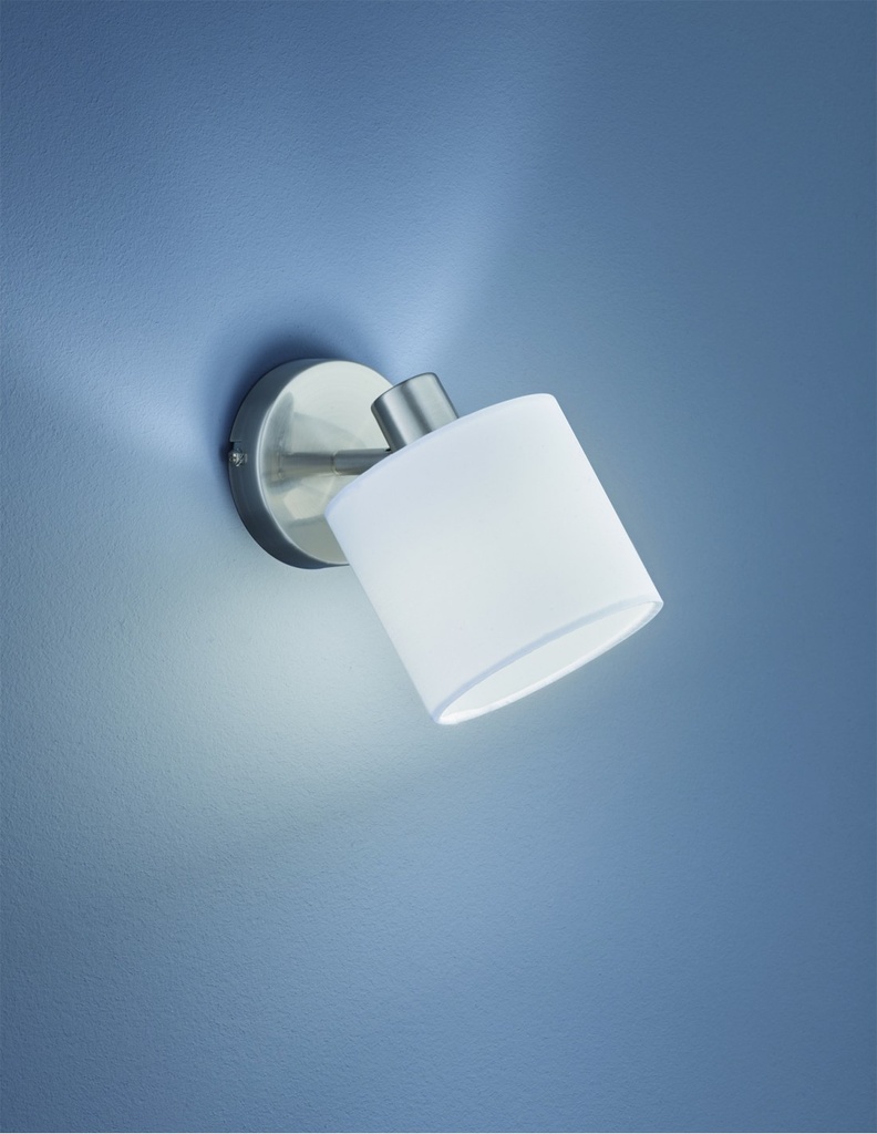 Faretto Spot Tommy 1xE14 Nichel E Tessuto Bianco L12 cm Trio Lighting - Samnite