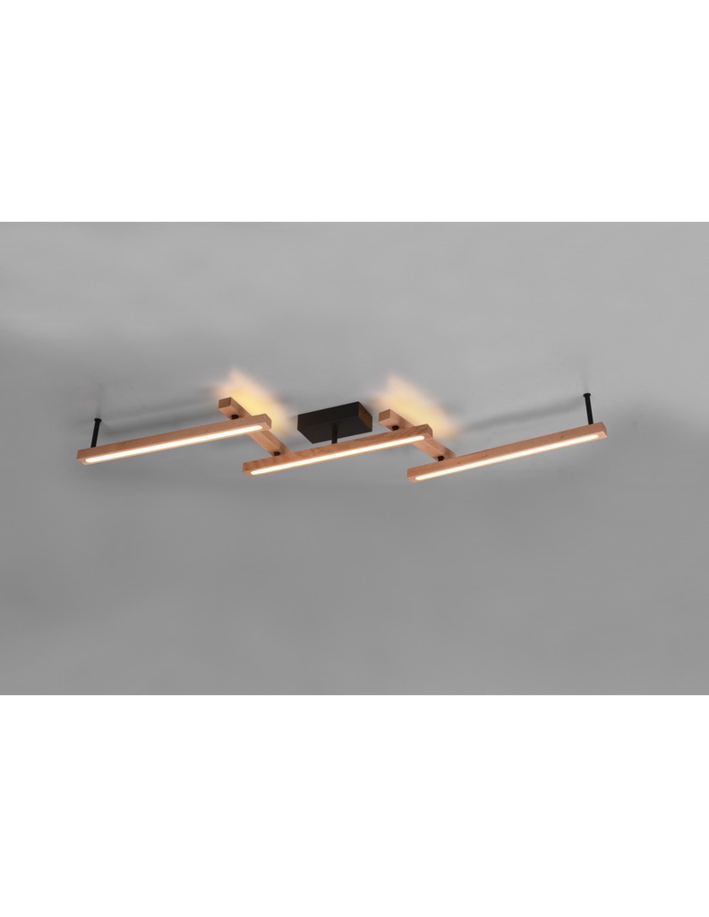 Grande Plafoniera Bacchette Legno Orientabili Vintage Doppio Led Bellari Trio Lighting - Samnite