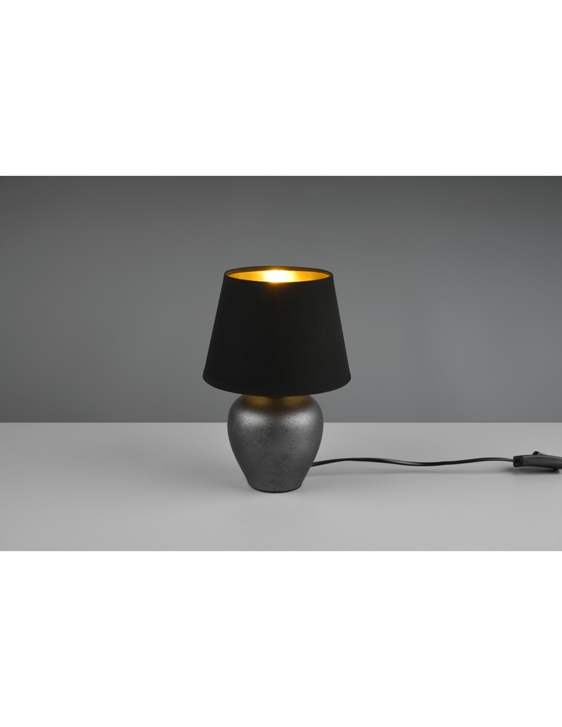 Lampada Da Tavolo Abby 1xE14 Ceramica E Paralume Nero Oro Trio Lighting - Samnite