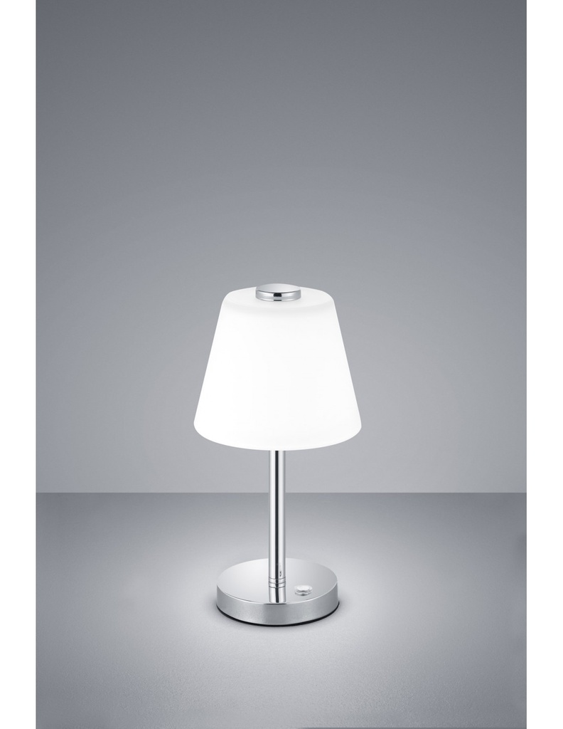 Lampada Da Tavolo Led Touch Emerald Cromo E Vetro Bianco Ø15 cm Trio Lighting - Samnite