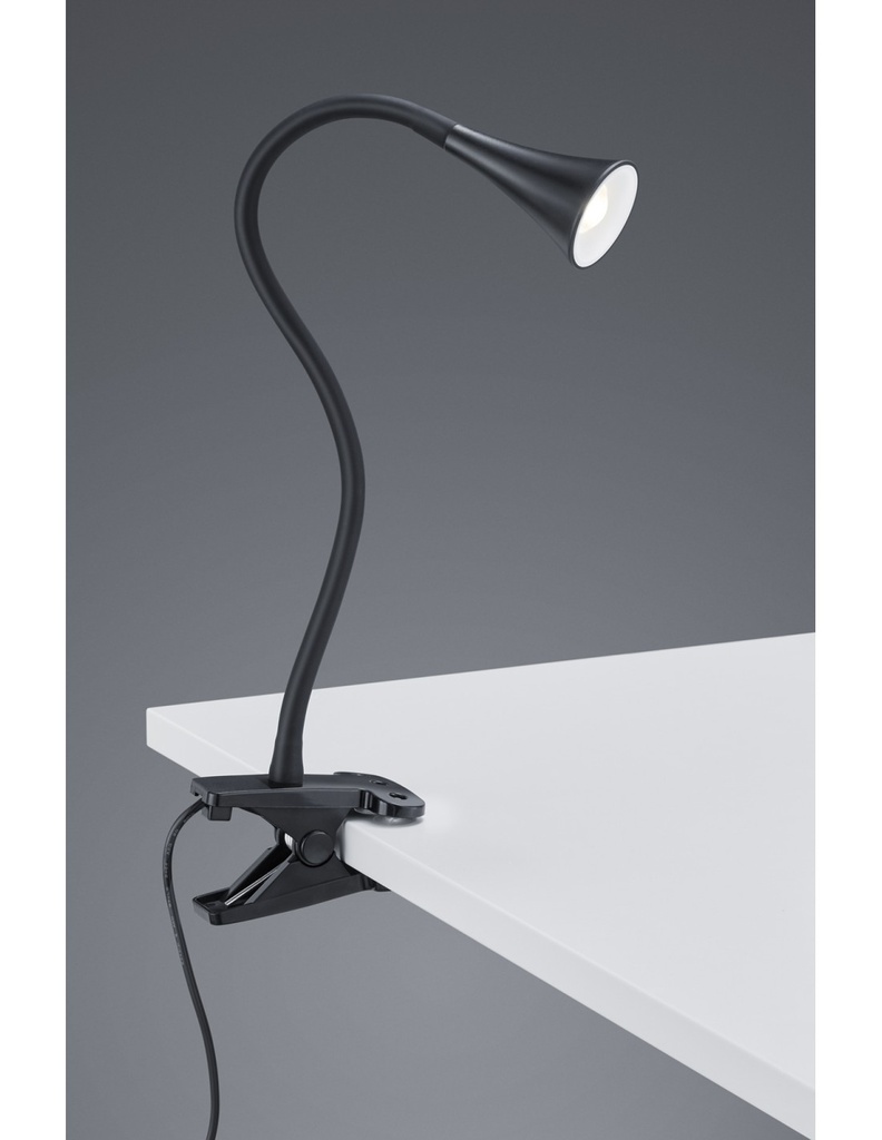 Lampada da Scrivania Led Viper Nero Con Pinza H35 cm Trio Lighting - Samnite