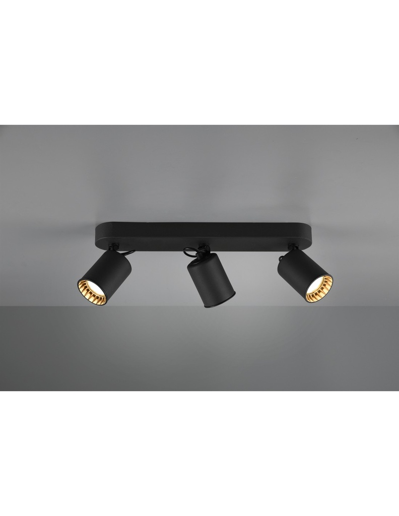 Lampada da Soffitto 3 Faretti Spot GU10 Orientabili Pago Nero Trio Lighting - Samnite