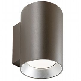 Lampada da parete in alluminio pressofuso con diffusori in vetro trasparente - 40W - 4242 lumen - Classe E - Luce calda - IP65 - 2 lampade corten - Samnite