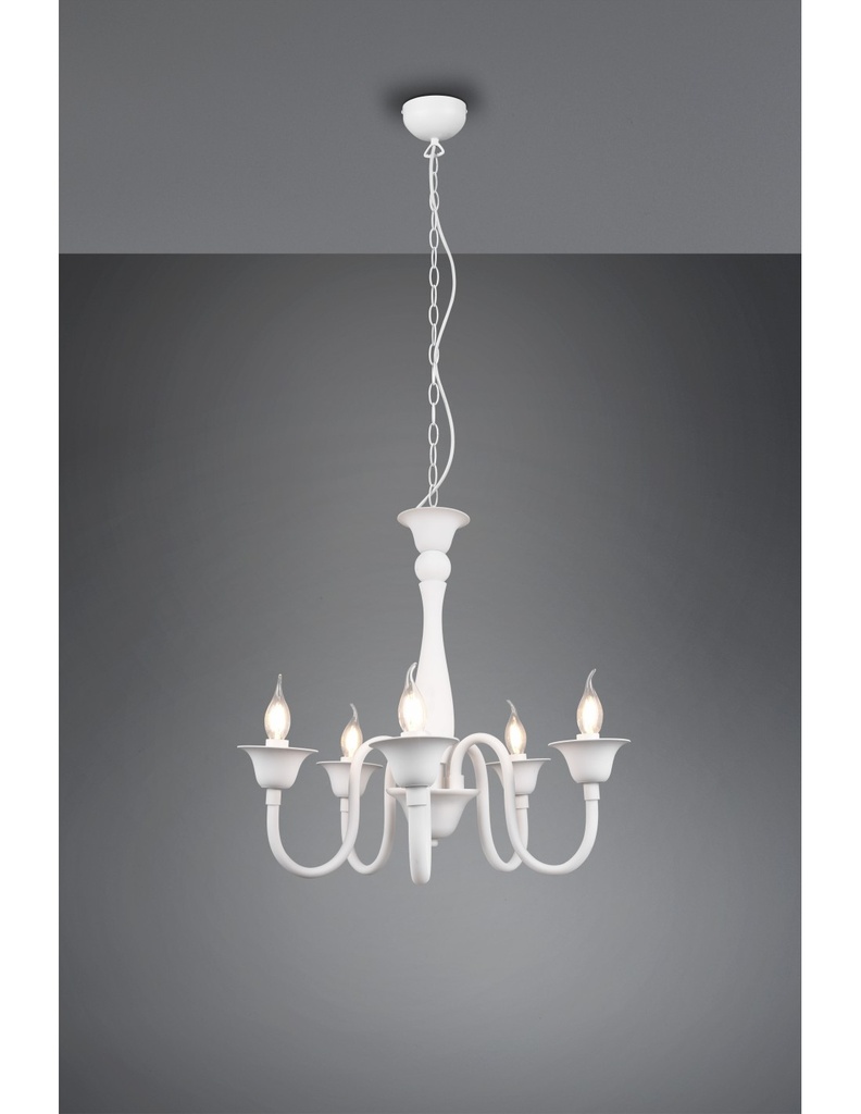 Lampadario Bianco 5 Luci Con Catena Elsa Trio Lighting - Samnite