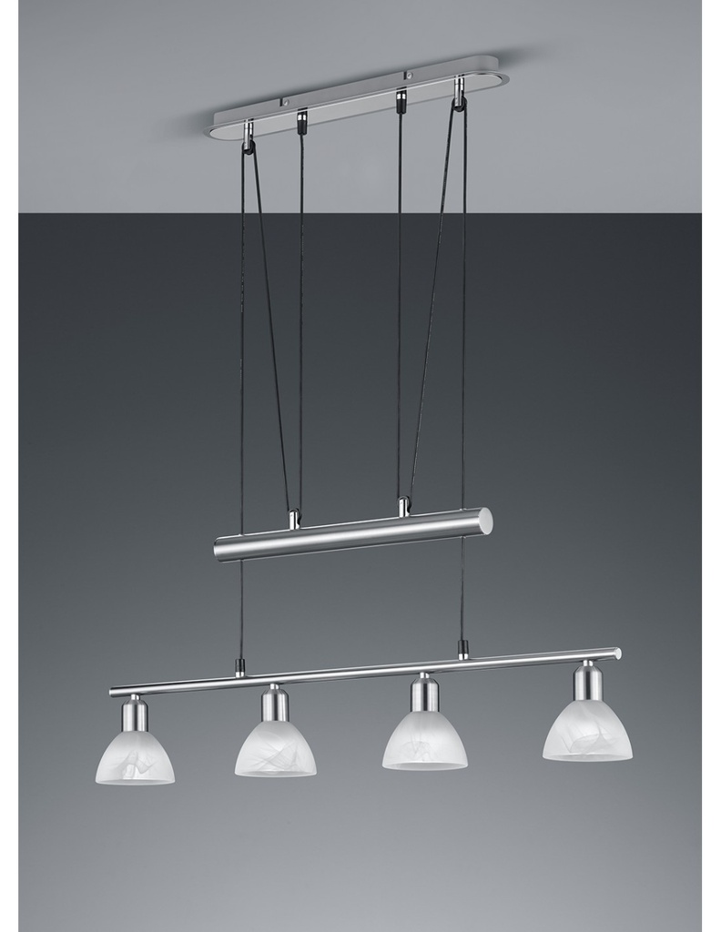 Lampadario Sali e Scendi 4 Luci Bilanciere Levisto Nichel Trio Lighting - Samnite