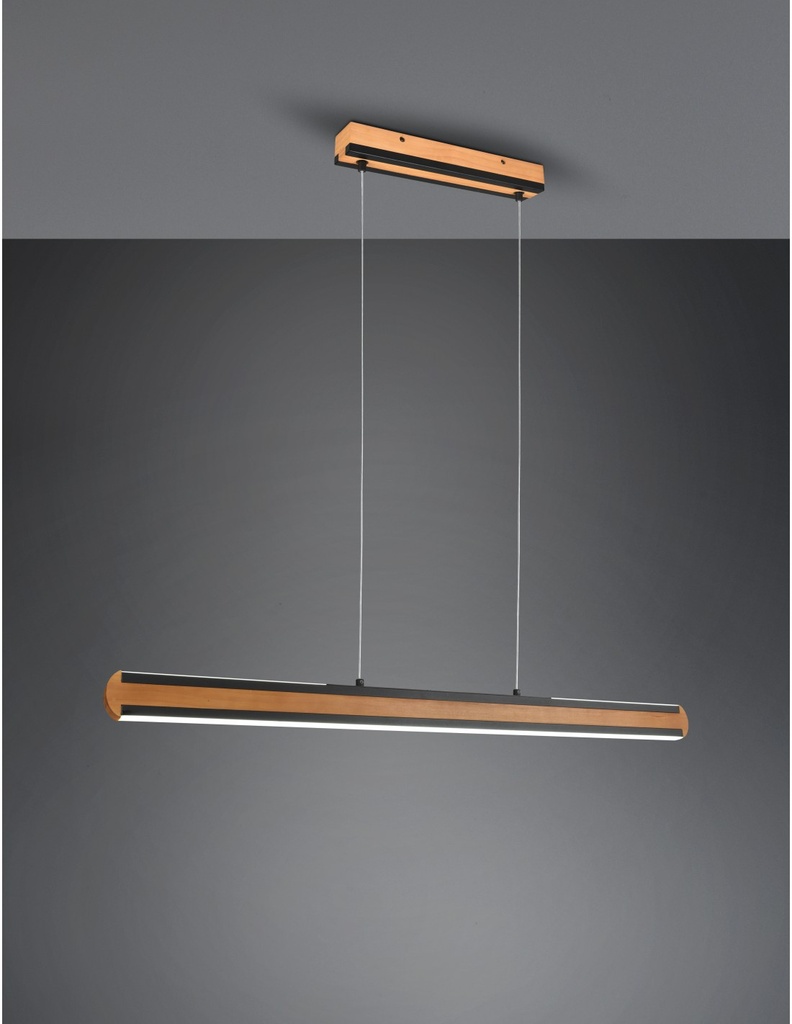 Lampadario Ufficio Doppia Emissione Vintage Legno E Metallo Nero Dimmer Deacon Trio Lighting - Samnite
