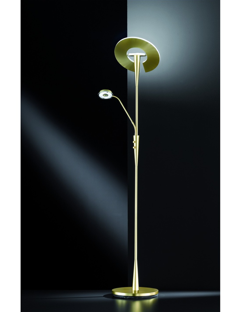 Piantana Led Con Luce Spot da Lettura Dimmerabile Quebec Ottone Trio Lighting - Samnite