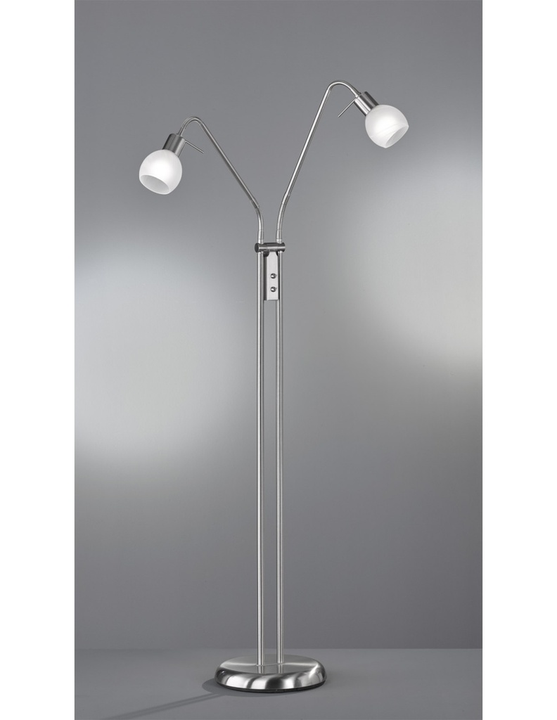 Piantana Nichel E Vetro Bianco 2xE14 H125 cm Antibes Trio Lighting - Samnite
