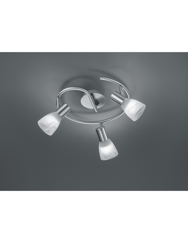 Plafoniera Girandola Visto 3xE14 Led Nichel E Vetro Alabastro Ø30 cm Trio Lighting - Samnite