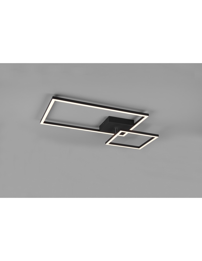 Plafoniera Soffitto Squadrata Orientabile Led Dimmer 4000K Padella Nero Trio Lighting - Samnite