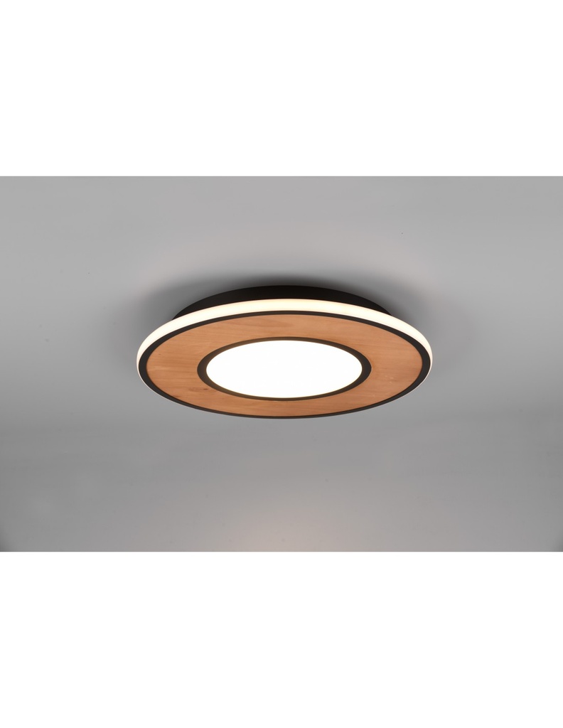 Plafoniera Vintage Legno Led Dimmer Deacon Ø50 cm Trio Lighting - Samnite