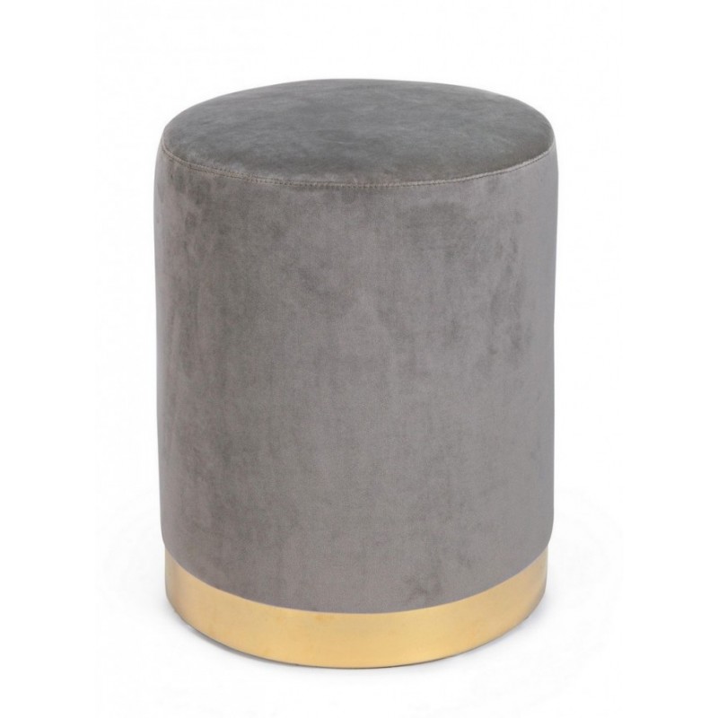 Pouf grigio effetto velluto con fascia oro cm 35 x 40 h - Samnite