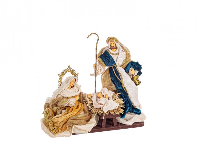 Sacra Famiglia Eden Stand Blu-Oro 25X27H - Samnite