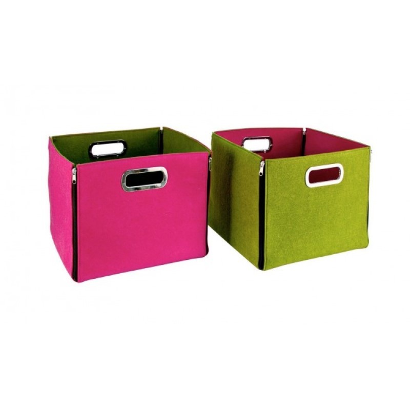 Scatola in feltro con zip verde fucsia assortite - Samnite
