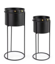 Set 2 vasi per pianta acciaio nero Zeina - Samnite