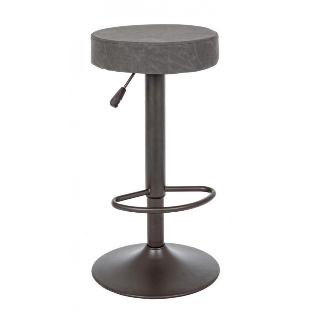 Sgabello vintage Bar Piper grigio scuro in ecopelle - Samnite