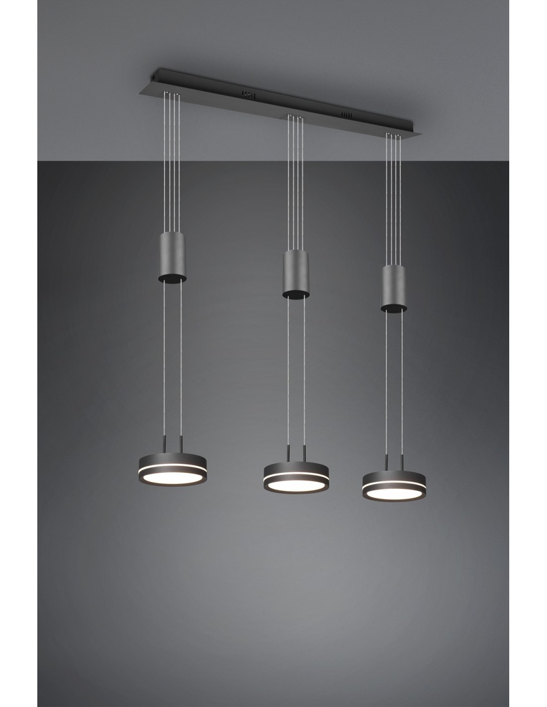 Sospensione Isola Cucina 3 Dischi Led Franklin Antracite Moderno Trio Lighting - Samnite