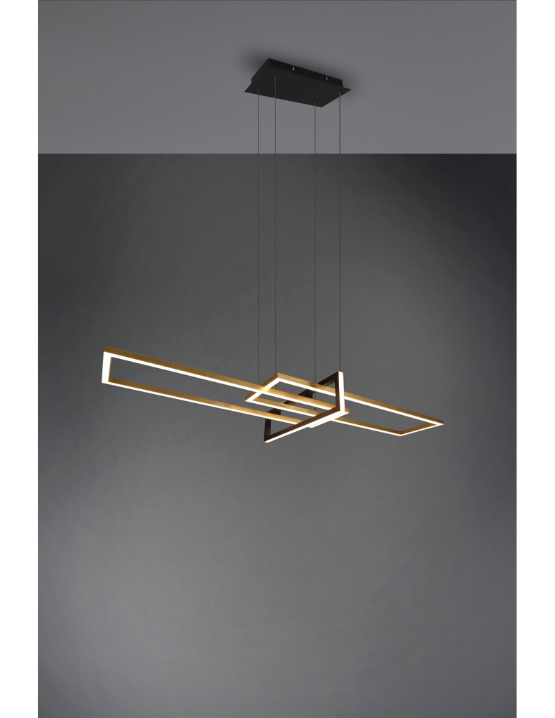 Sospensione Salinas 3 Rettangoli Led 34w Oro-Nero L110 cm Dimmerabile Trio Lighting - Samnite