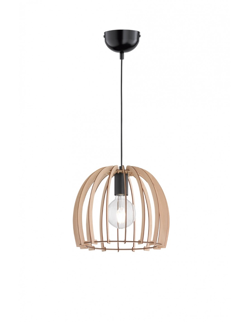 Sospensione Wood 1xE27 Cupola Listelli Legno Naturale Ø30 cm Trio Lighting - Samnite