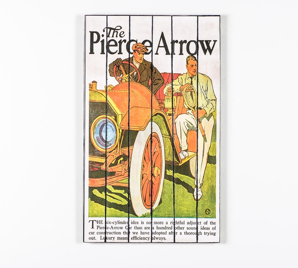 Stampa su legno con tela multicolor 60x100 cm - Samnite