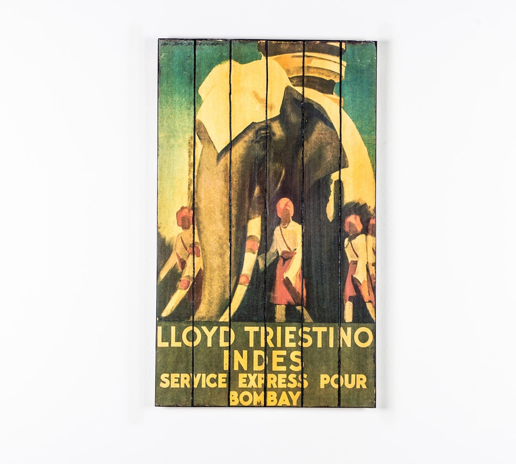 Stampa su legno con tela multicolor 60x100 cm - Samnite