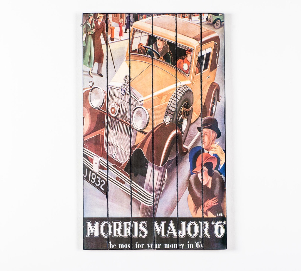 Stampa su legno con tela multicolor 60x100 cm - Samnite