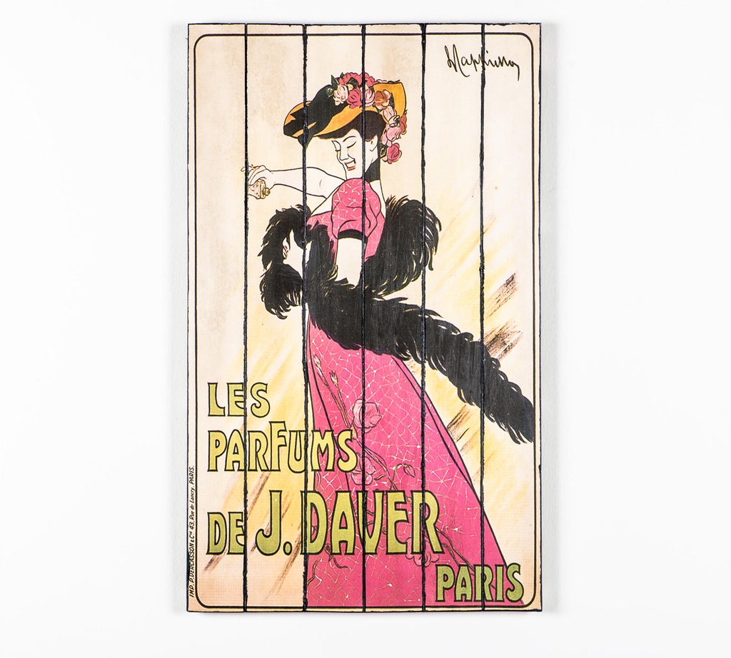 Stampa su legno con tela multicolor 60x100 cm - Samnite