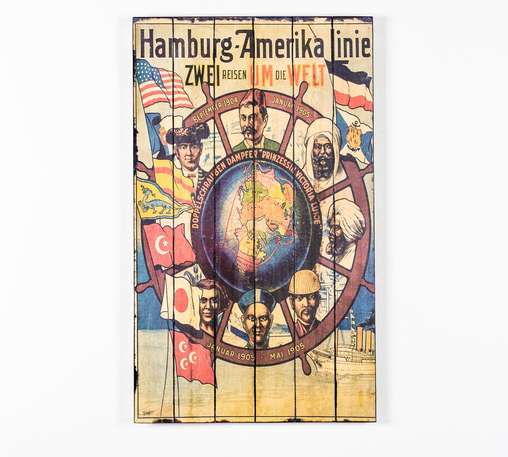 Stampa su legno con tela multicolor 60x100 cm - Samnite