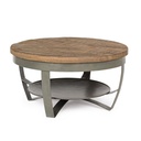 Tavolino in legno e acciaio stile industriale cm Ø65x34h - Samnite