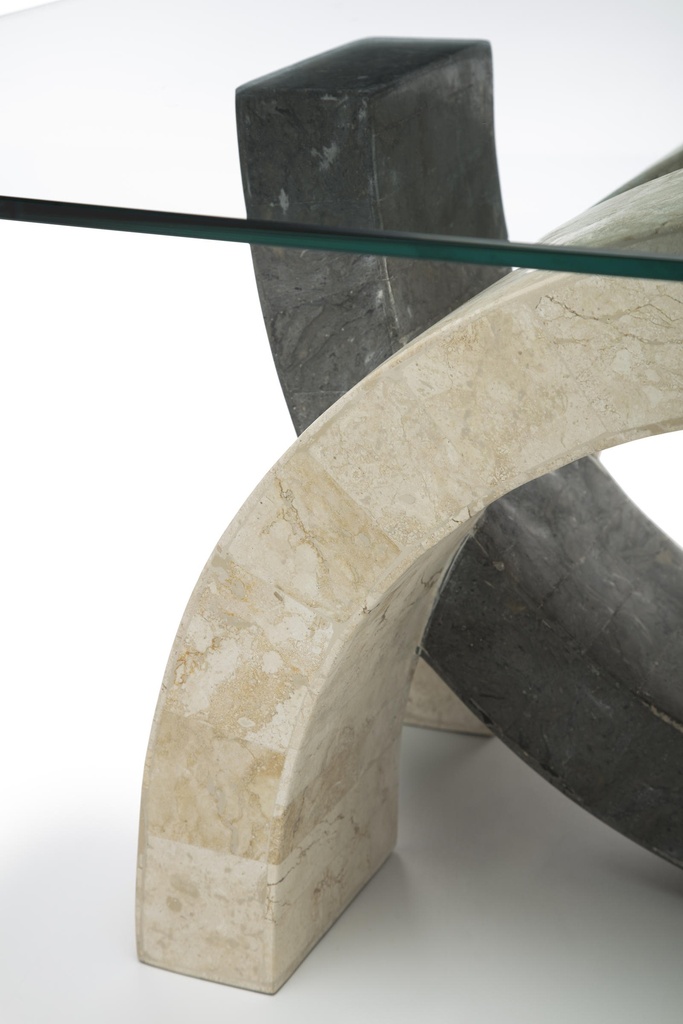 Tavolino trasparente-beige-grigio 70 cm x 120 cm H. 41 cm - Samnite