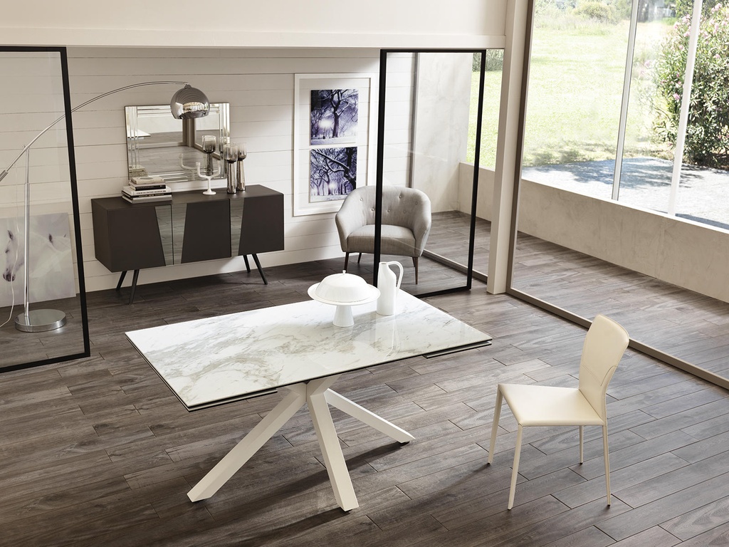 Tavolo Allungabile bianco-ceramica marmo bianco 90 cm x 160-240 cm H. 76 cm - Samnite