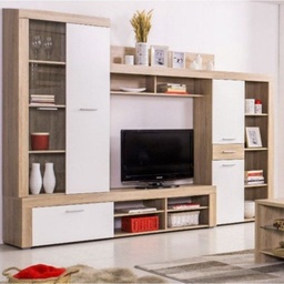 [93590] Parete attrezzata Rovere Bianco LIZA 245x41,5x196 cm