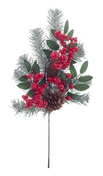 [S-B0934772] 12x Pick Caryn Bacche Rosso Innevato H51Cm