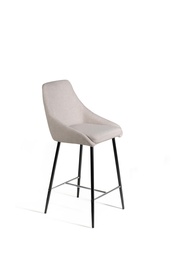 [S-OM/450/GC] Set dai 2 Sgabelli elegante in tessuto grigio chiaro con gambe in metallo nero, 46cm x 49cm x 97cm