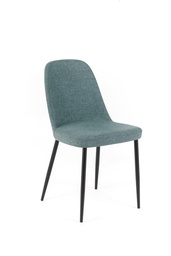 [S-OM/447/AM] Sedia elegante in tessuto acquamarina con gambe in metallo nero, 55cm x 46cm x 85cm