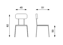 [S-OM/386/GS] Sedia grigia in polipropilene con struttura in metallo, 45x51x82cm