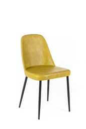 [S-OM/446/SE] Sedia Soft-Touch di Alta Qualità 52cm x 45cm x 85cm con Gambe in Metallo Nero e Rivestimento Senape