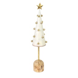 [S-V6195450000] Albero metallo bianco con stella oro 9x9x44 cm