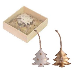 [S-V6195730000] Albero Metallo Confezione 8pz Bianco Oro 10x10x3 cm