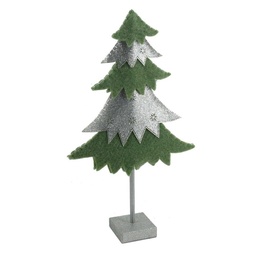 [S-V6089840000] Albero tessuto verde e argento 21x7x41 cm