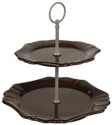 [S-V9171650000] Alzata 2 ripiani carrube cm. 23x23 h 32,5