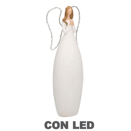[S-V6138780000] Angelo in resina bianca con LED 10x7x30 cm