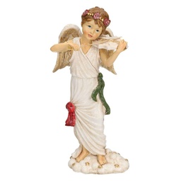 [S-V6132080000] Angelo in resina bianca con violino 11,5x8x22 cm