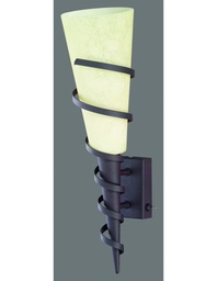 [S-TRIO200970124] Applique Rustica Campo Torcia Olimpica Ruggine e Vetro Scavo