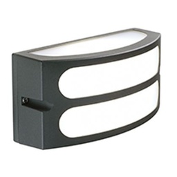 [S-SOV175/16] Applique in alluminio pressofuso, colore grafite, diffusore satinato, altezza max lampada 140mm, alimentazione 230V, IP54, potenza massima lampade 60W