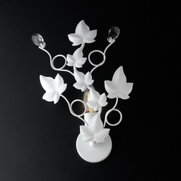 [S-BL50-AP1-BCO] Applique shabby in ferro una luce Bianco strass  22x h32 cm edera