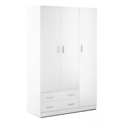 [S-A4570DBIK] Armadio Tre Ante Due Cassetti Bianco 115x52x180 cm