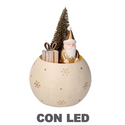 [S-V6156770000] Pallina Oro con Babbo Natale in Metallo ø11h17