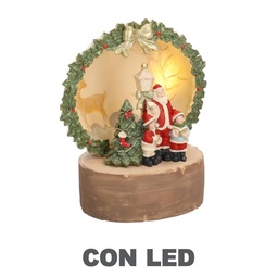 [S-V6129370000] Statuetta Babbo Natale in Resina con Luce LED 15x12x17 cm