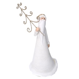 [S-V6149890000] Babbo Natale in Resina con Albero Bianco 13x12x27 cm